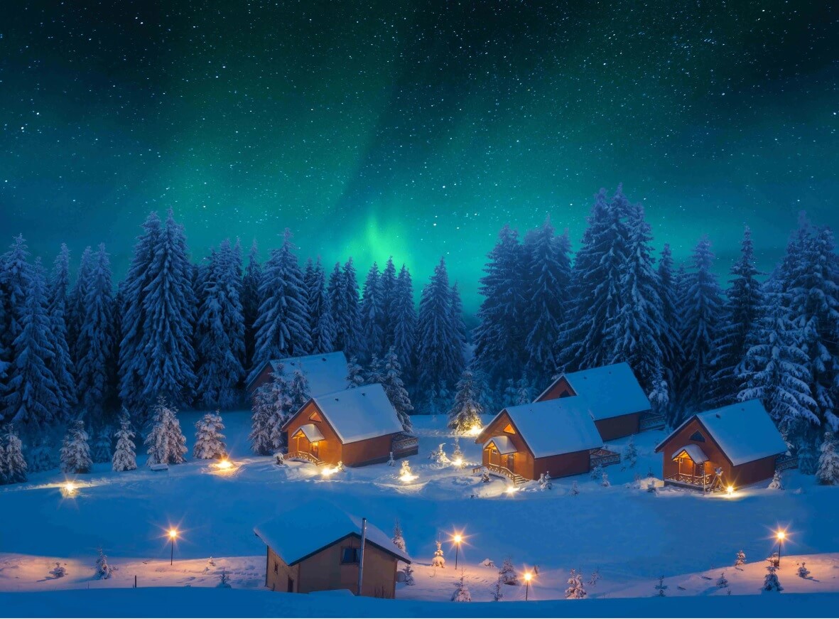 Фон для Рождественской деревни «Северное сияние» Фото 2